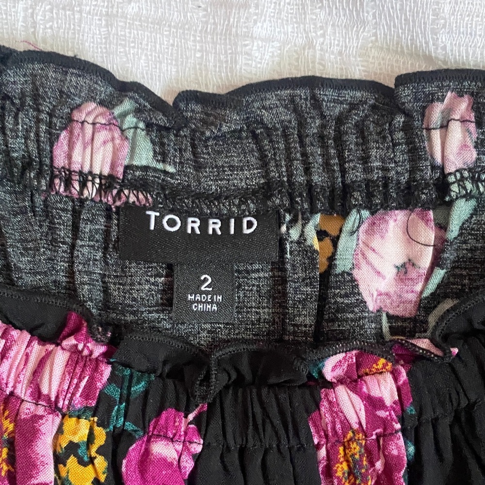 Torrid Black Midi Dress with Pink Floral Design - Picture 8 of 10